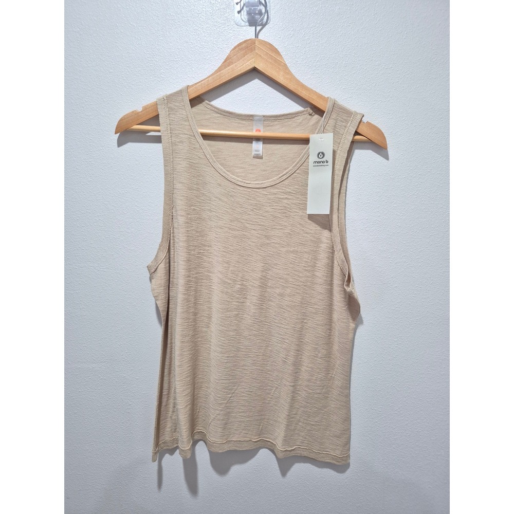Mona B Women's Beige Tank Top Sleeveless Casual Basic‎ Top Size S